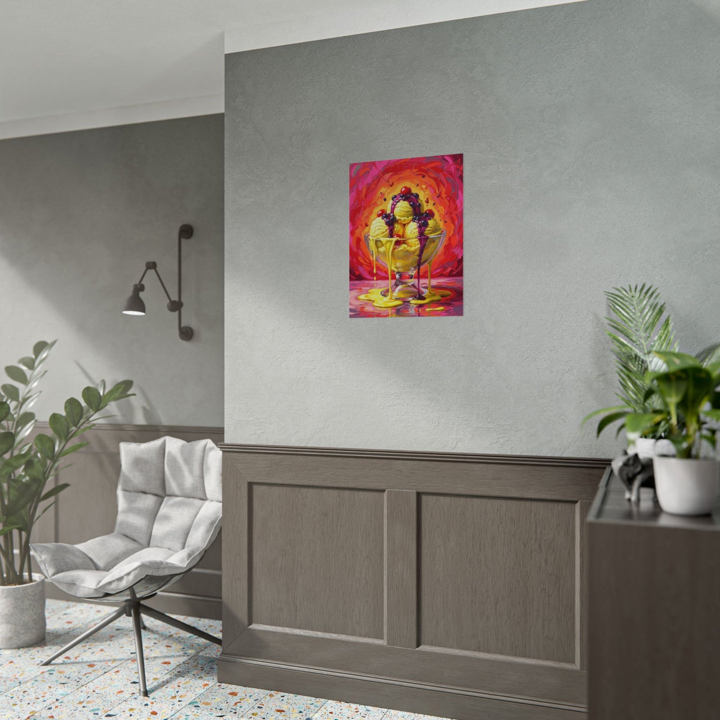 Ice Cream Sundae Poster — Vibrant Melting Dessert Wall Art Printify
