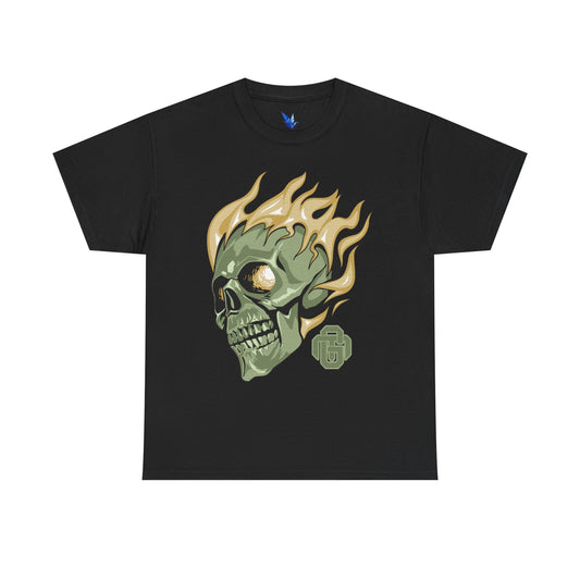 Flaming Green Skull Tee — Edgy Horror Graphic T-Shirt Printify