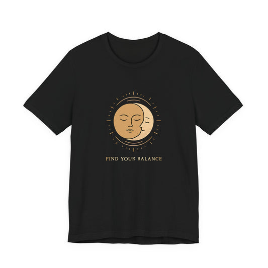 Sun & Moon Minimalist Tee — Celestial Face Graphic T-Shirt Printify