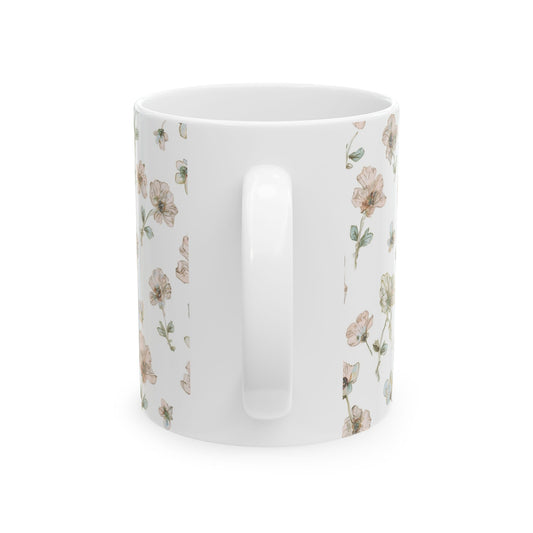 Floral Watercolor Ceramic Mug — Pastel Vintage Flower Pattern (11oz & 15oz) Printify