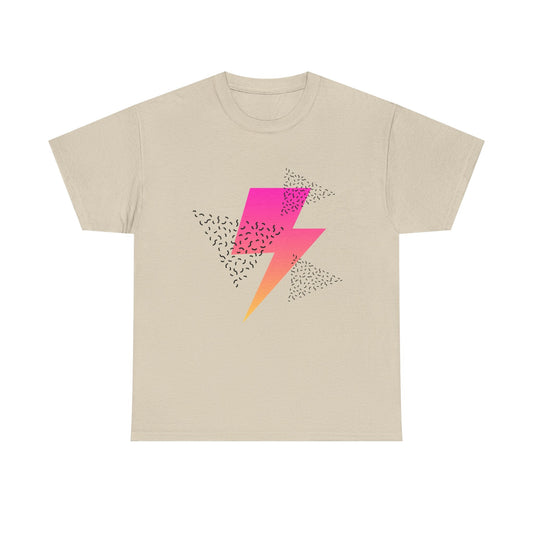 Lightning Bolt Graphic Tee — Retro Pink & Orange Gradient Storm T-Shirt Printify