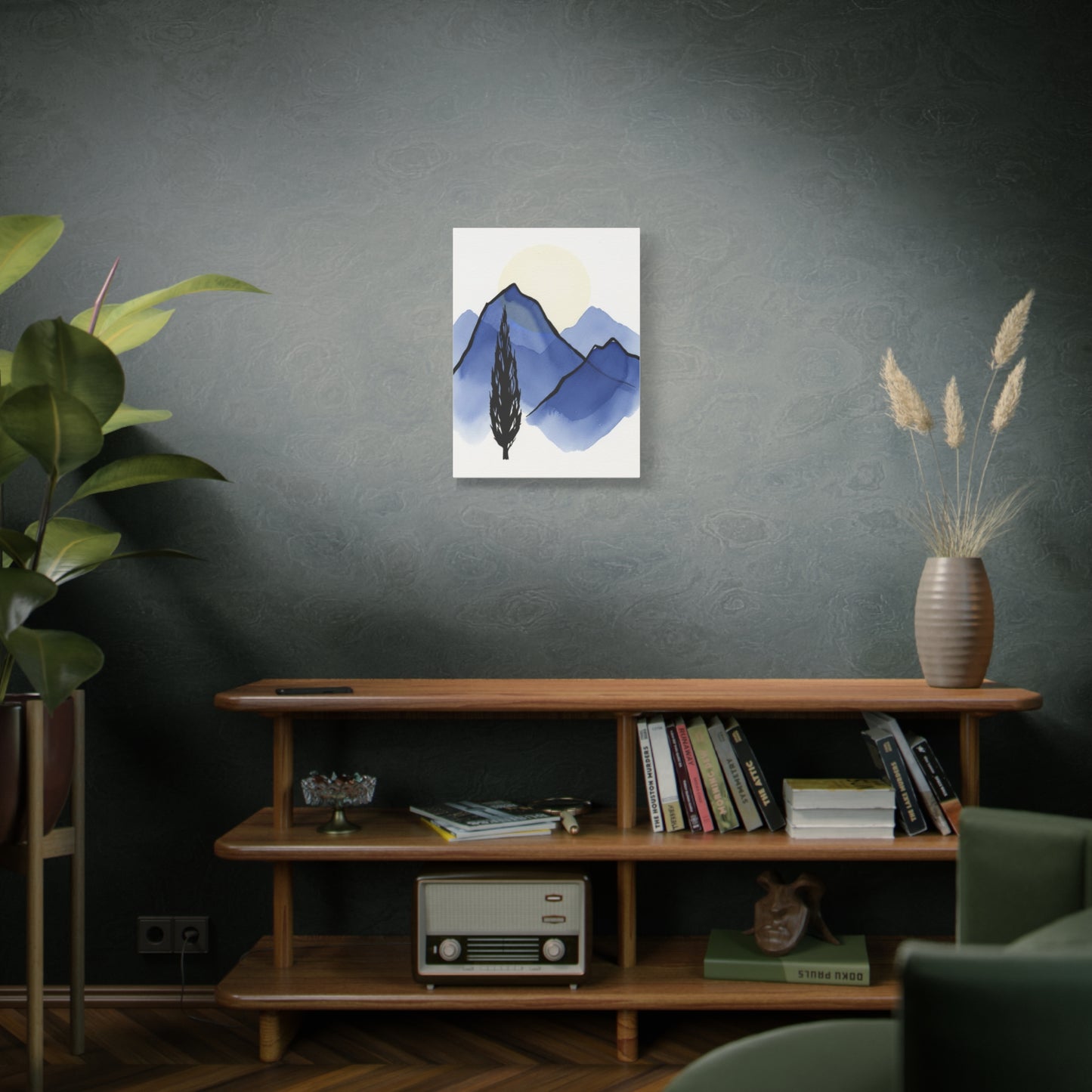Blue Mountain Watercolor Canvas Wall Art — Minimal Landscape Print Printify