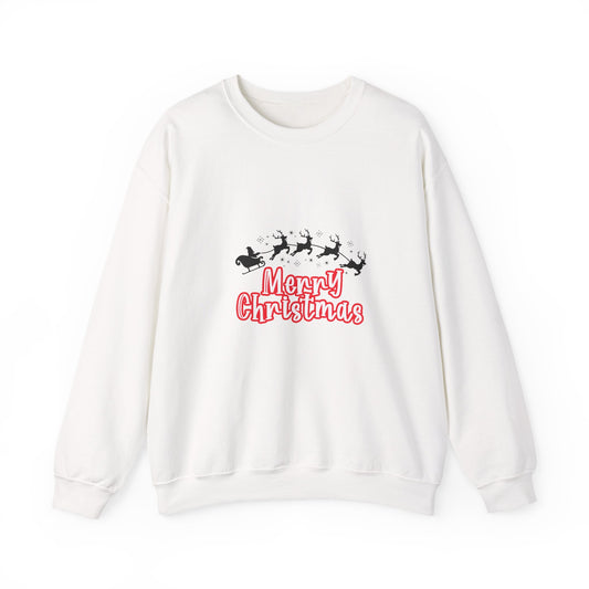 Christmas Crewneck Sweatshirt - 'Merry Christmas' Santa Sleigh Holiday Sweatshirt Printify