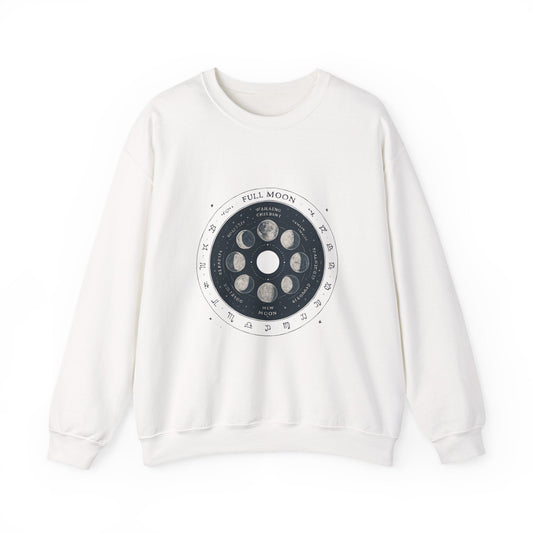 Moon Phase Crewneck Sweatshirt — Full Moon Diagram Graphic Printify