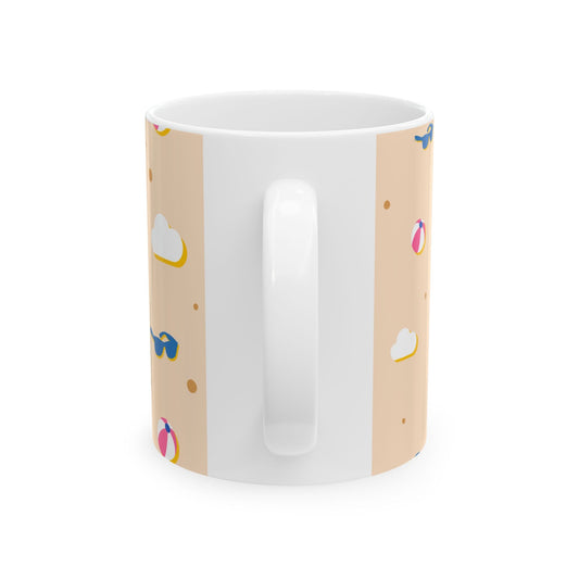 Summer Beach Pattern Ceramic Mug – Beach Ball & Sunglasses 11oz/15oz Printify