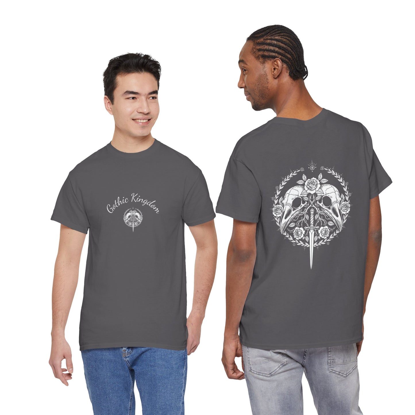 Gothic Kingdom T-Shirt — Raven Skull & Dagger Vintage Gothic Tee Printify