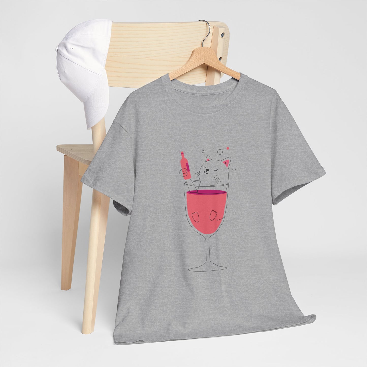 Wine Glass Cat T-Shirt — Cute Cat in a Wine Glass Graphic Tee Printify