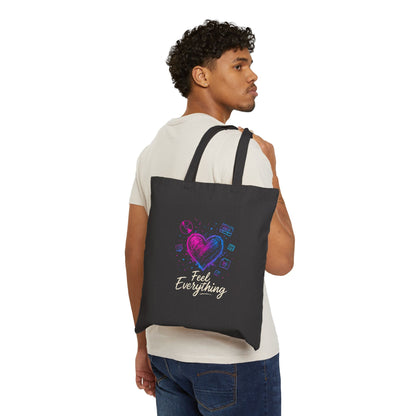 Canvas Tote Bag - Watercolor Heart 'Everything' Design, Cute Eco-Friendly Market Bag for Gifts & Everyday Use Printify