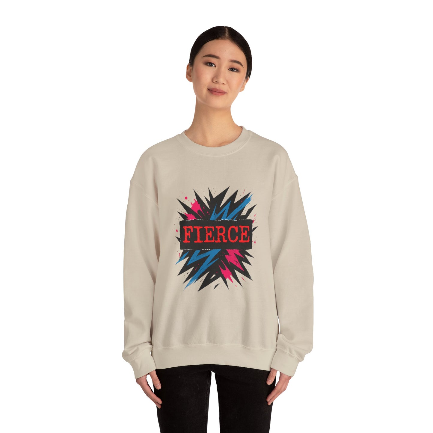 Fierce Graphic Sweatshirt — Bold Retro Explosion Crewneck Printify