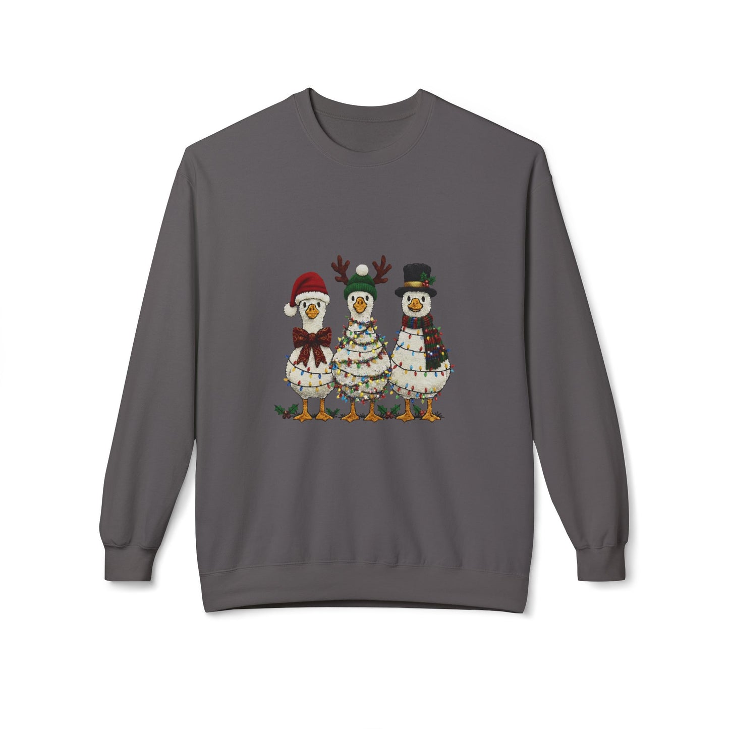Christmas Duck Family Sweatshirt — Festive Holiday Trio Crewneck Printify