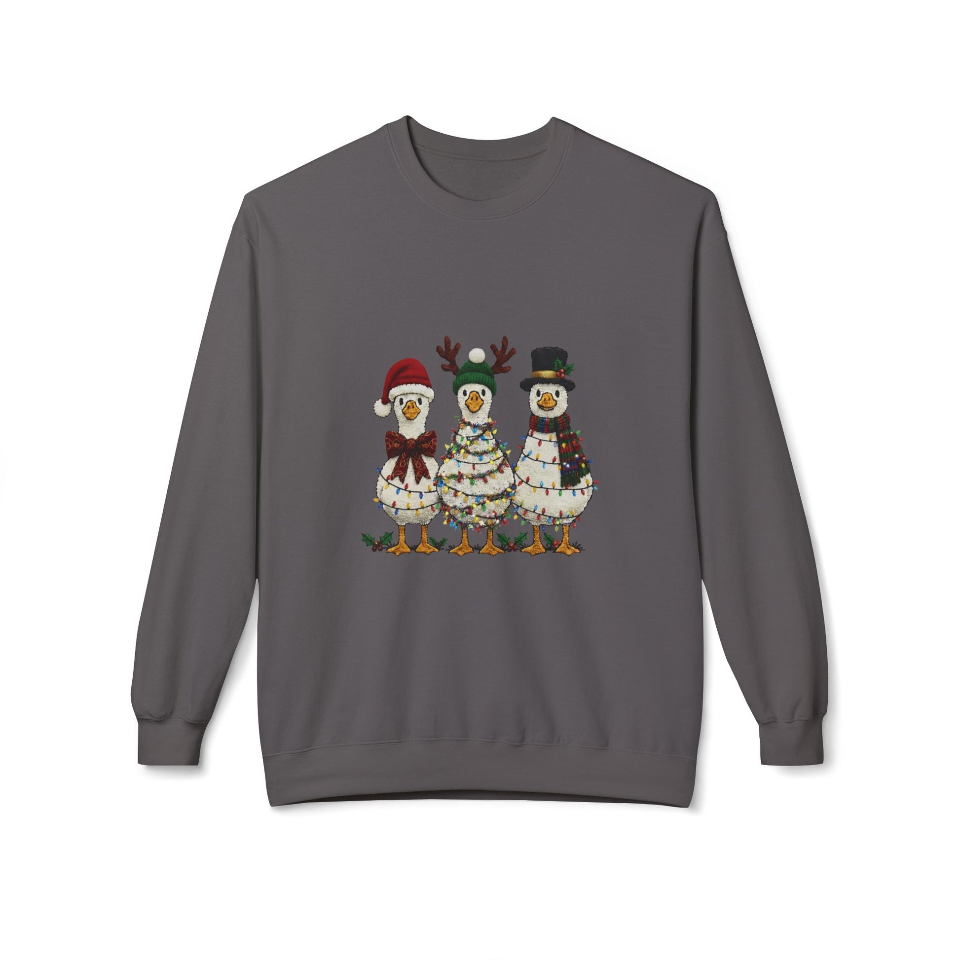 Christmas Duck Family Sweatshirt — Festive Holiday Trio Crewneck Printify