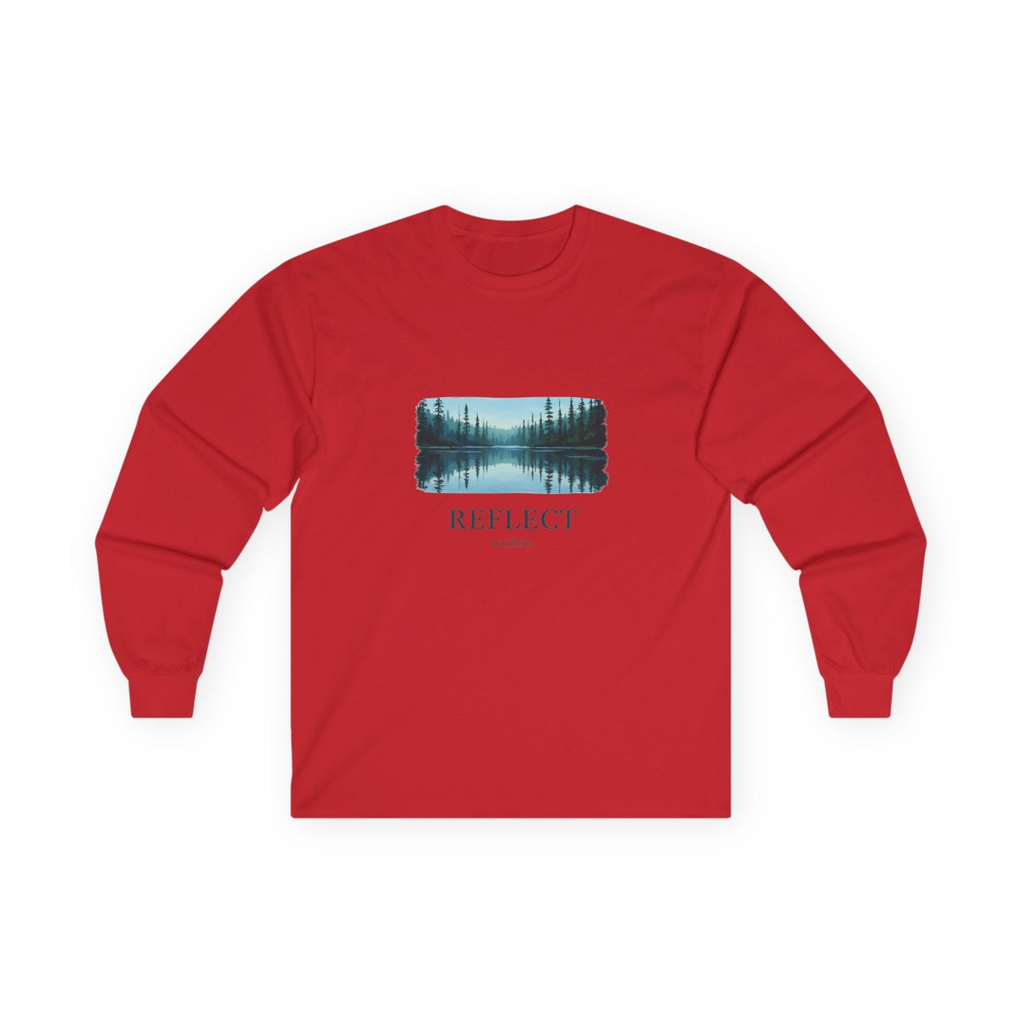 Reflect Lake Long Sleeve Tee — Scenic Nature Graphic T-shirt