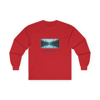 Reflect Lake Long Sleeve Tee — Scenic Nature Graphic T-shirt