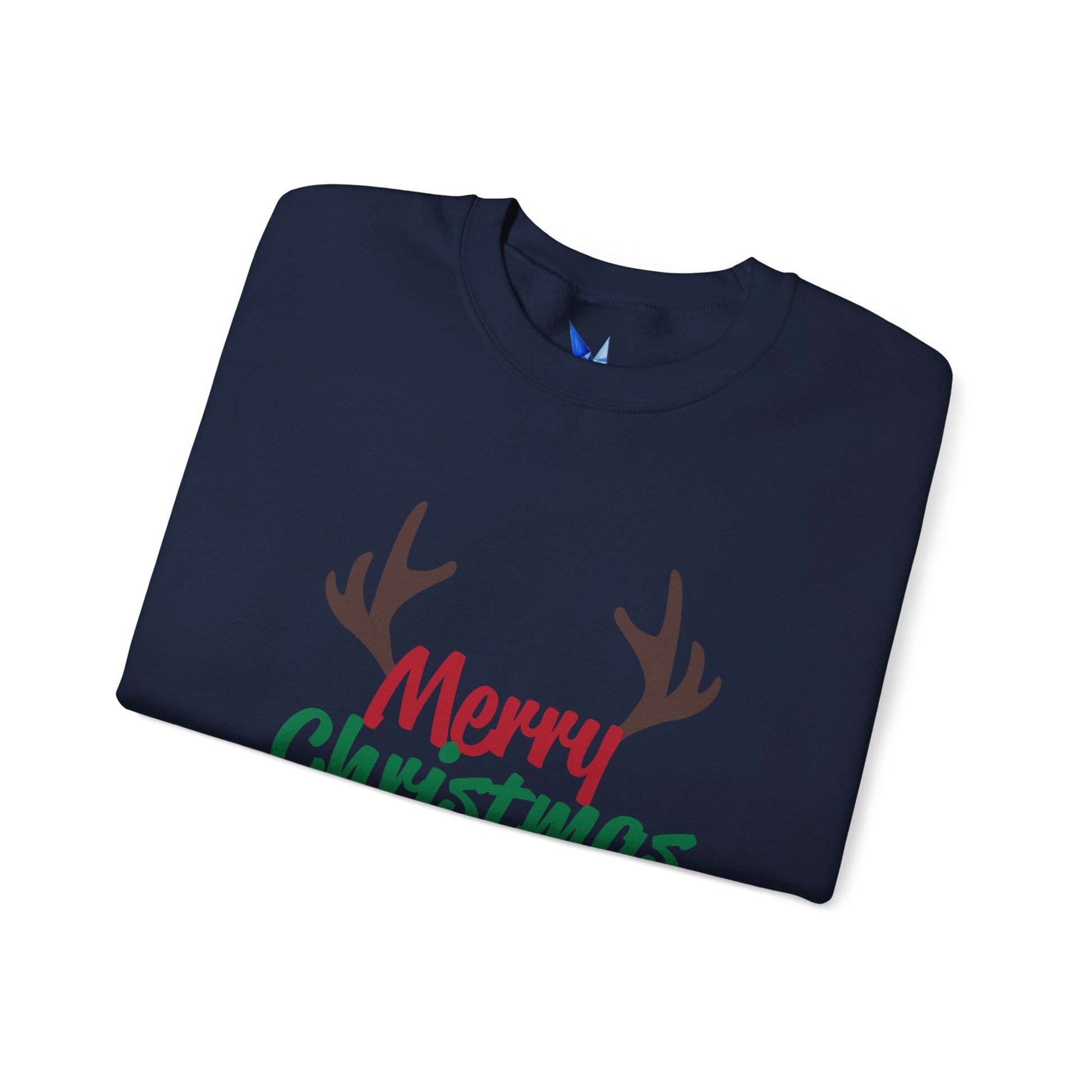 Merry Christmas Reindeer Antlers Crewneck Sweatshirt Printify