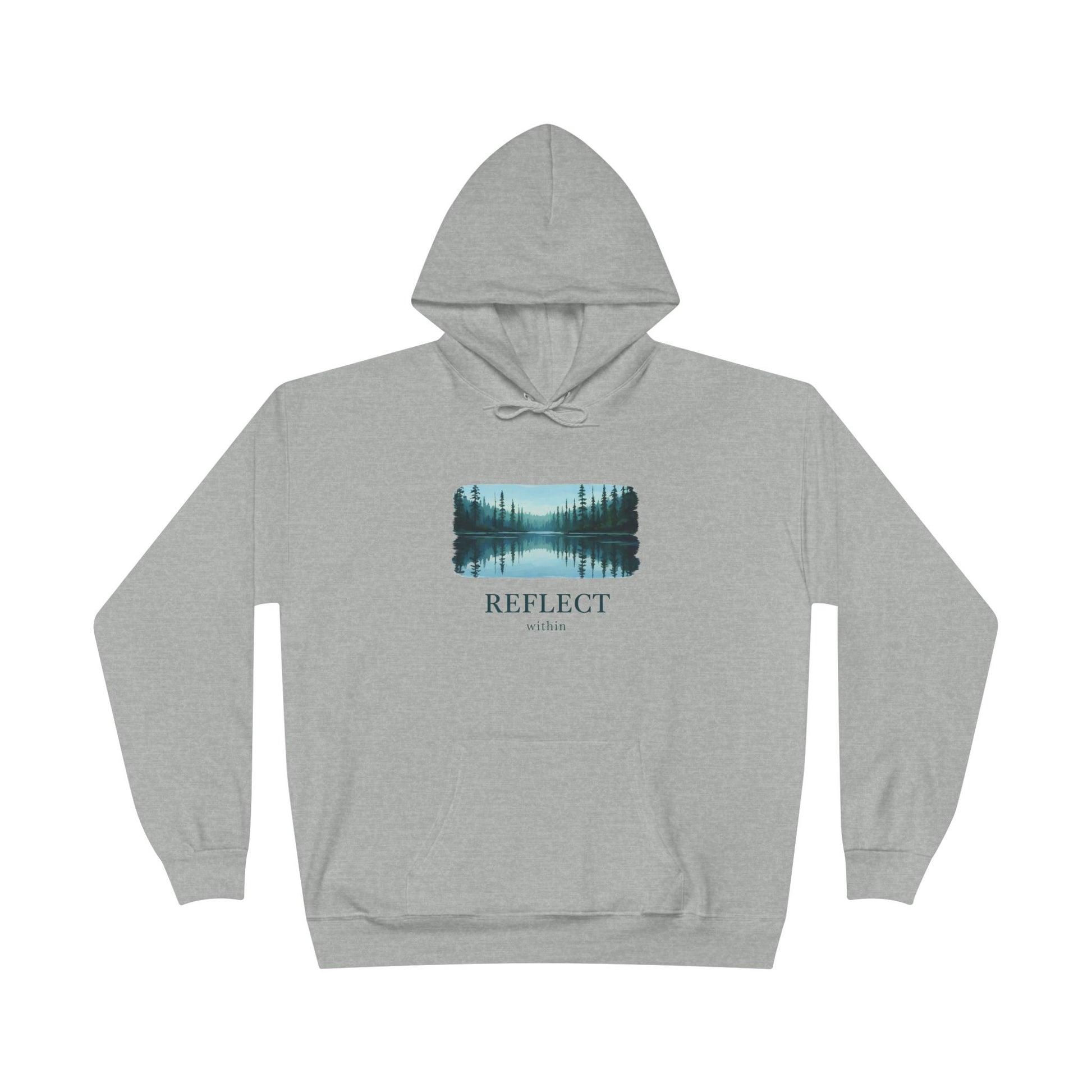 Reflect Lake Hoodie — Tranquil Forest Landscape Pullover Printify