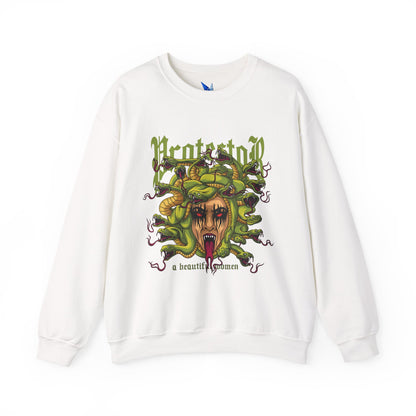 Medusa Graphic Sweatshirt — 'Protestor' Horror Myth Printify