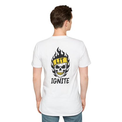 Ignite Skull T-Shirt — 'Ignite' Text & Flaming Skull 'LIT' Graphic Printify
