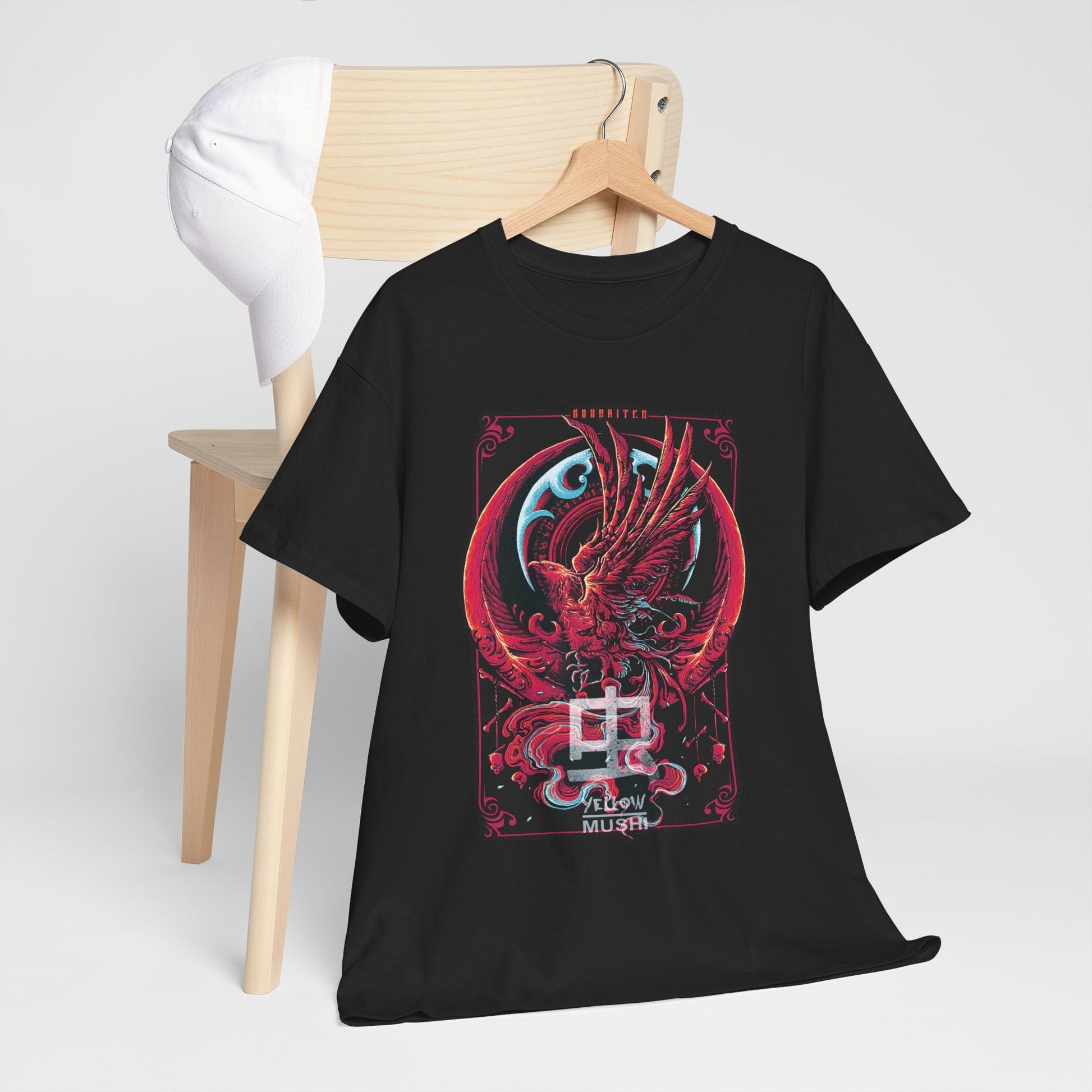 Red Phoenix Japanese Dragon T-Shirt — Mythic Samurai Crest Graphic Tee Printify