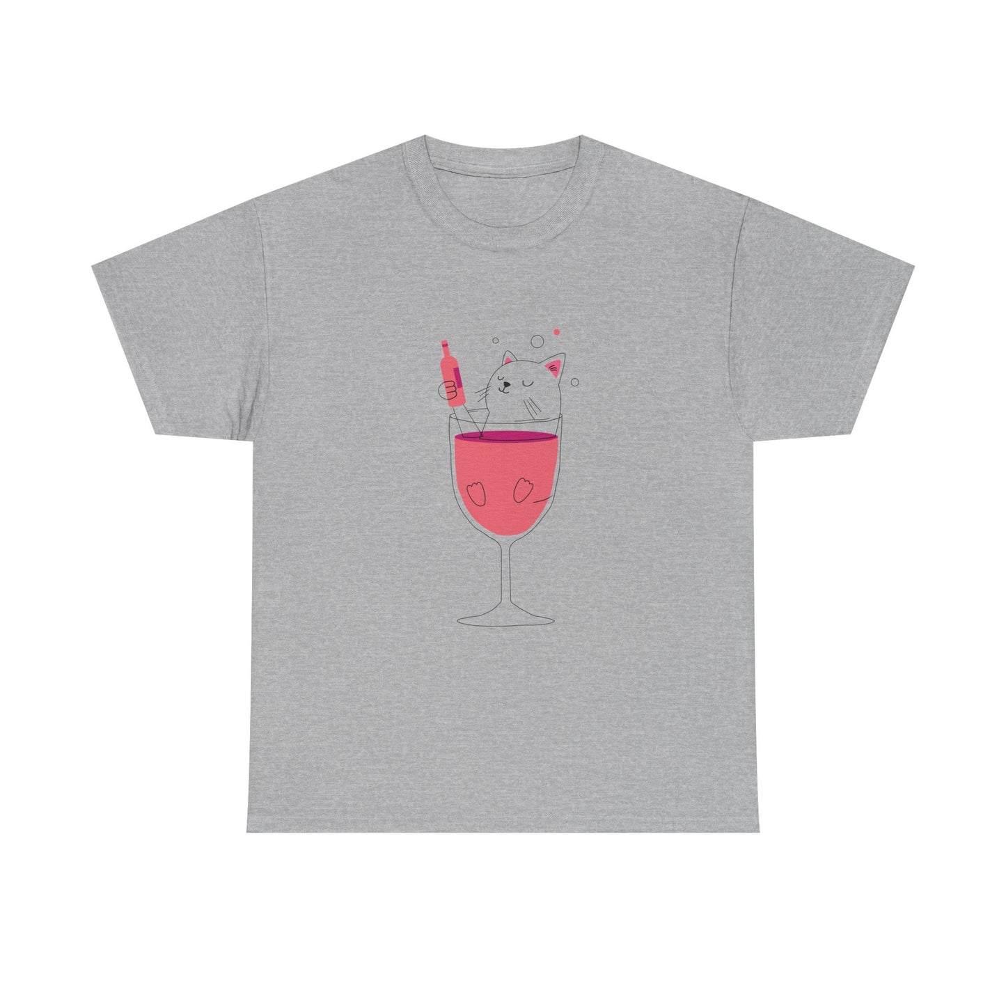 Wine Glass Cat T-Shirt — Cute Cat in a Wine Glass Graphic Tee Printify