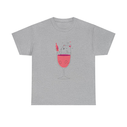 Wine Glass Cat T-Shirt — Cute Cat in a Wine Glass Graphic Tee Printify