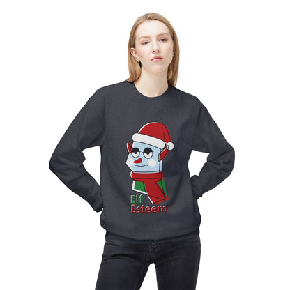 Elf Esteem Crewneck Sweatshirt — Funny Retro Holiday Christmas Sweater Printify