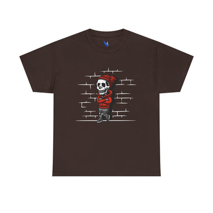 Skeleton Against the Wall T-Shirt Printify