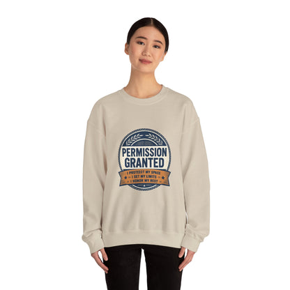 Permission Granted Sweatshirt – Inspirational Self-Care Crewneck Printify