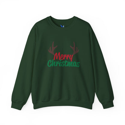 Merry Christmas Reindeer Antlers Crewneck Sweatshirt Printify