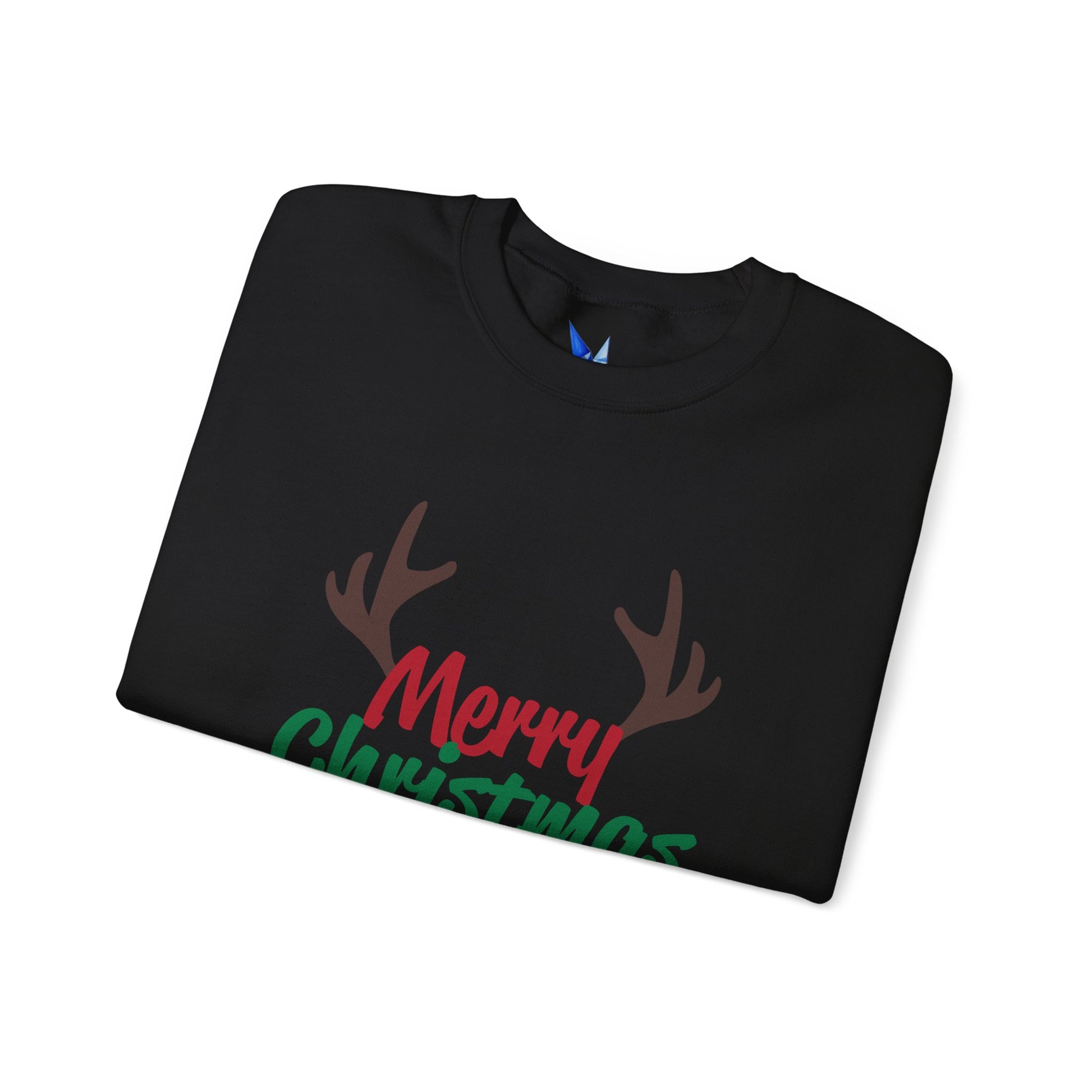Merry Christmas Reindeer Antlers Crewneck Sweatshirt Printify