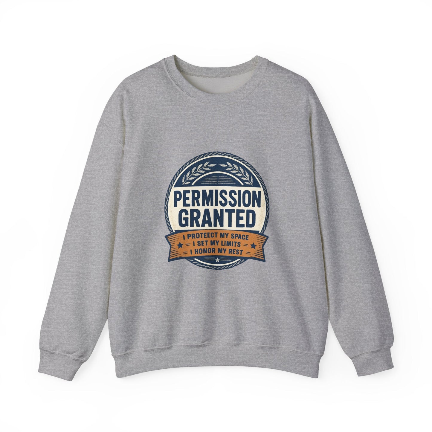 Permission Granted Sweatshirt – Inspirational Self-Care Crewneck Printify