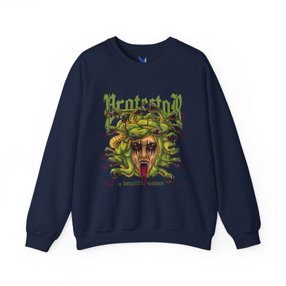 Medusa Graphic Sweatshirt — 'Protestor' Horror Myth Printify