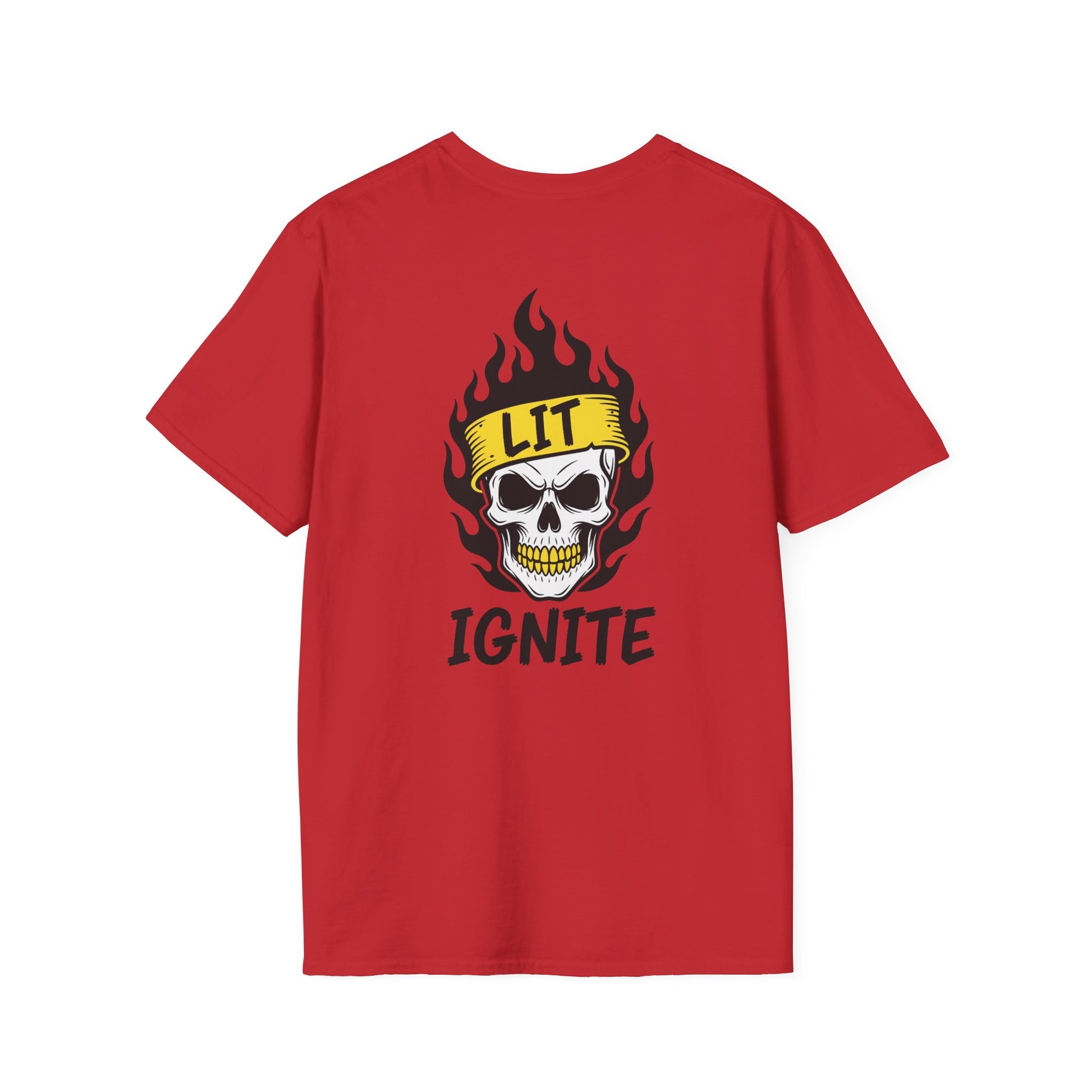 Ignite Skull T-Shirt — 'Ignite' Text & Flaming Skull 'LIT' Graphic Printify