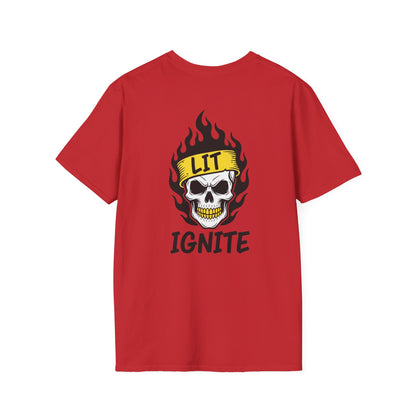 Ignite Skull T-Shirt — 'Ignite' Text & Flaming Skull 'LIT' Graphic Printify