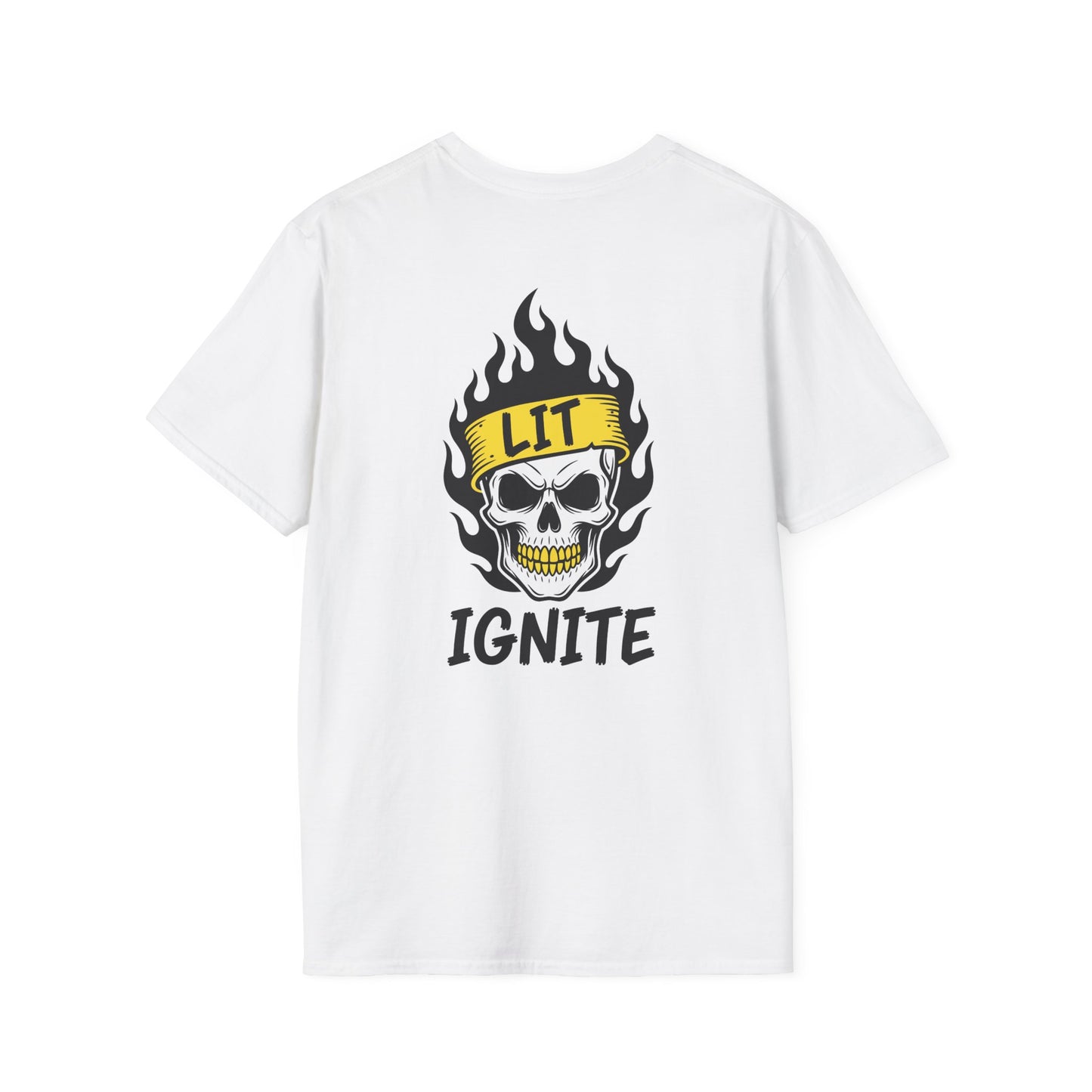 Ignite Skull T-Shirt — 'Ignite' Text & Flaming Skull 'LIT' Graphic Printify