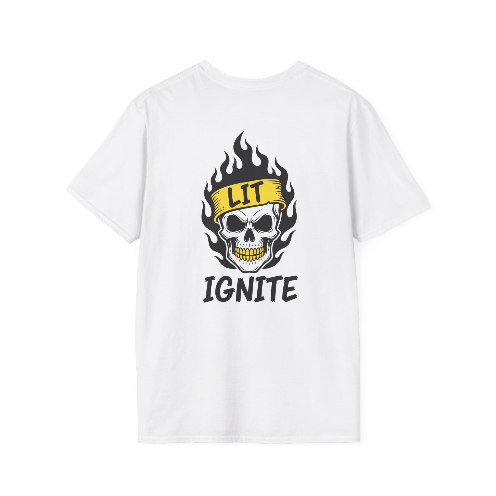 Ignite Skull T-Shirt — 'Ignite' Text & Flaming Skull 'LIT' Graphic Printify