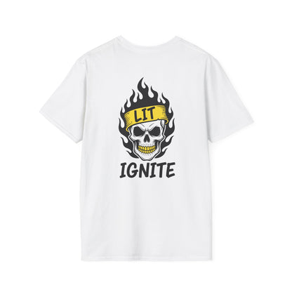 Ignite Skull T-Shirt — 'Ignite' Text & Flaming Skull 'LIT' Graphic Printify