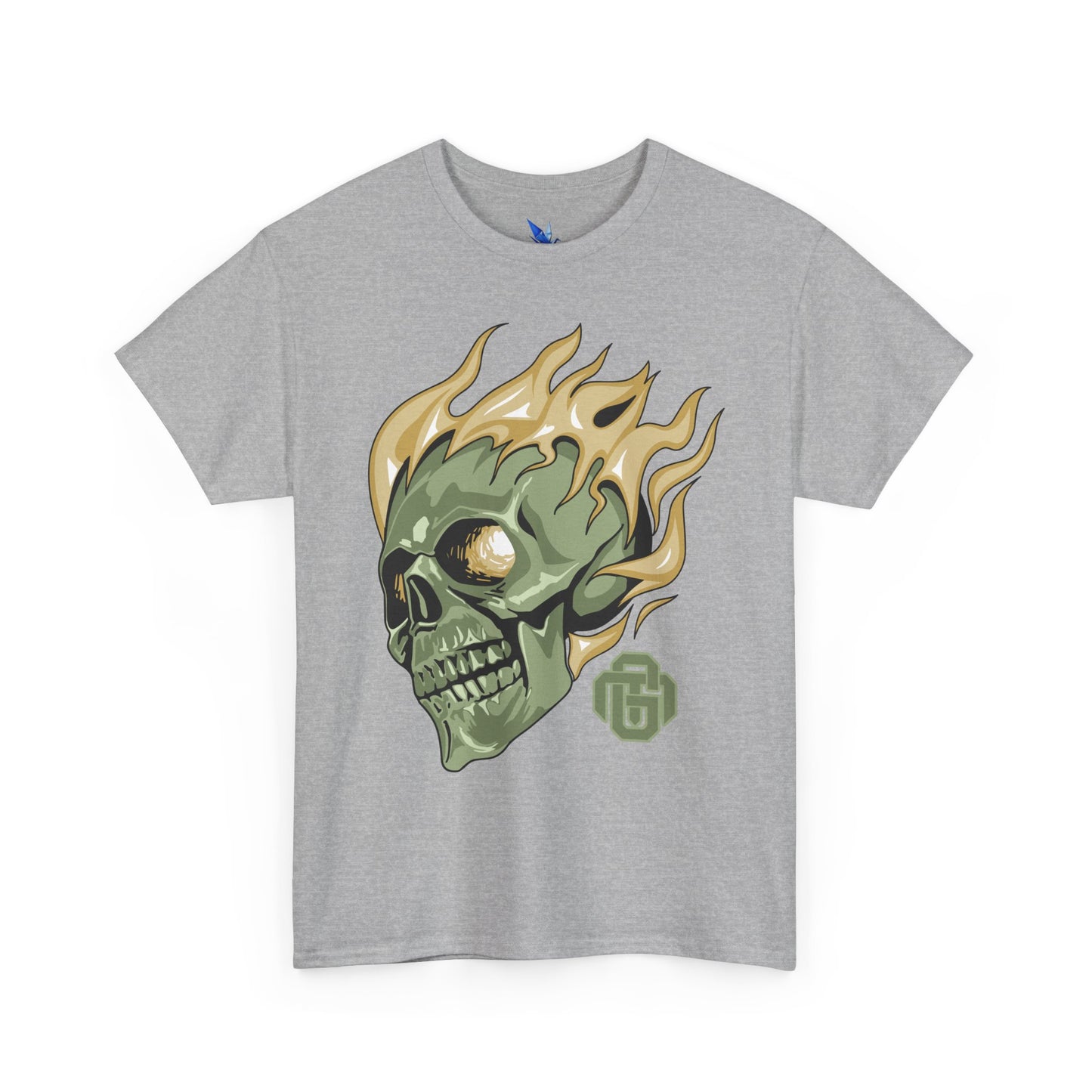 Flaming Green Skull Tee — Edgy Horror Graphic T-Shirt Printify