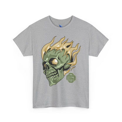 Flaming Green Skull Tee — Edgy Horror Graphic T-Shirt Printify