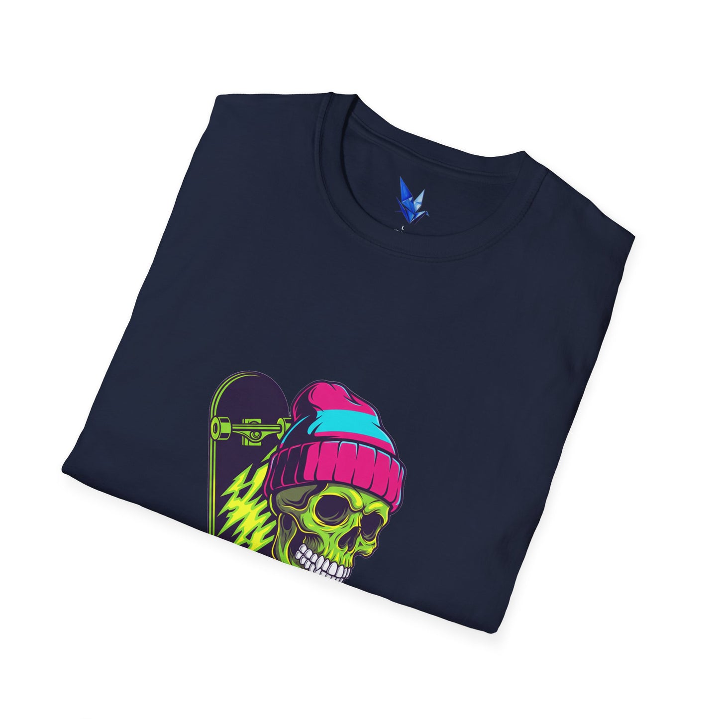 Skate or Die Skull T-Shirt — Neon Skateboard Graphic Tee Printify