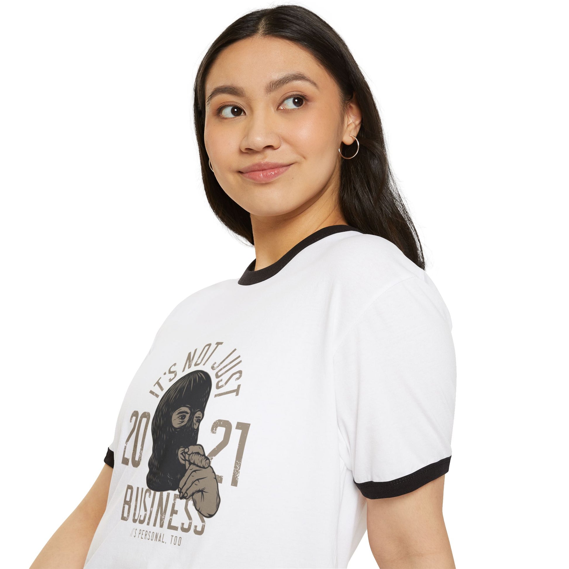 Ringer T-Shirt — Vintage Ski Mask Graphic Printify