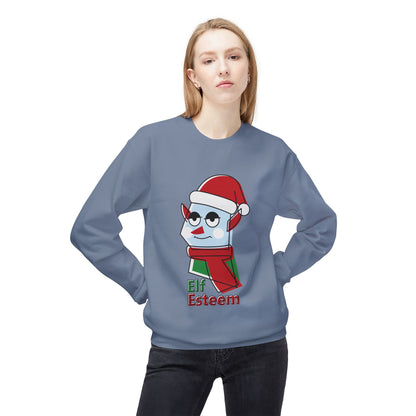 Elf Esteem Crewneck Sweatshirt — Funny Retro Holiday Christmas Sweater Printify
