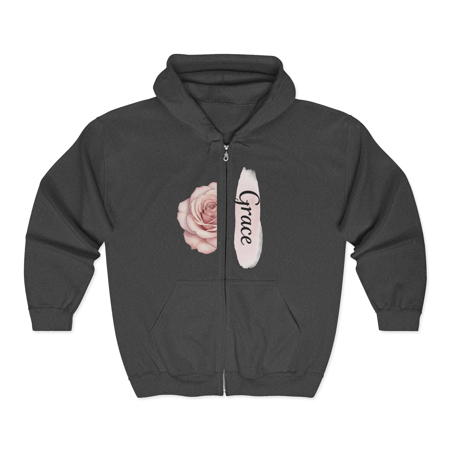 Grace Floral Zip Hoodie — Women's Rose Grace Full‑Zip Hoodie Printify