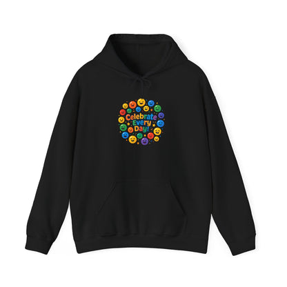 Celebrate Every Day Hoodie — Colorful Emoji Celebration Graphic Printify