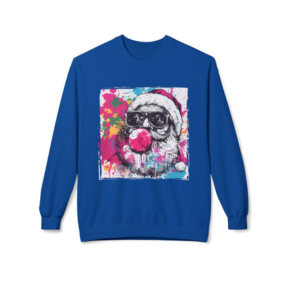 Skull Santa Bubblegum Sweatshirt – Colorful Holiday Graphic Crewneck Printify