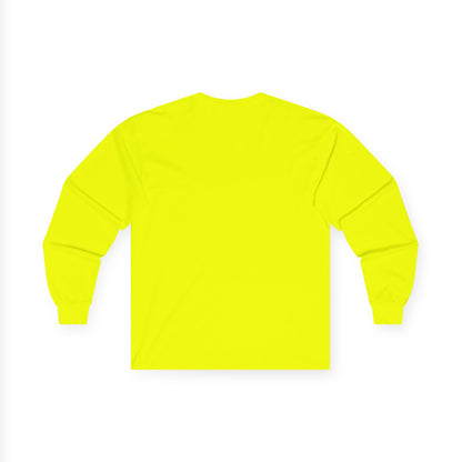 Long Sleeve Tee — "Demon Time" Yellow Cartoon Demon Graphic T-shirt Printify
