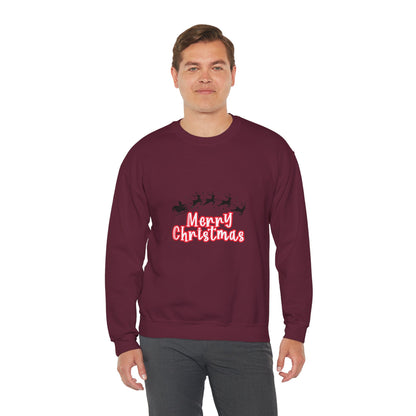 Christmas Crewneck Sweatshirt - 'Merry Christmas' Santa Sleigh Holiday Sweatshirt Printify