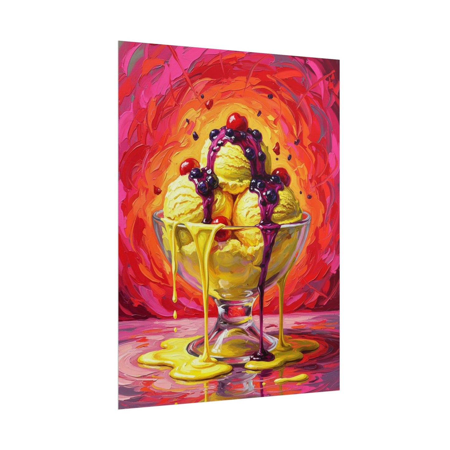Ice Cream Sundae Poster — Vibrant Melting Dessert Wall Art Printify