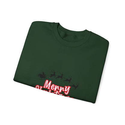 Christmas Crewneck Sweatshirt - 'Merry Christmas' Santa Sleigh Holiday Sweatshirt Printify