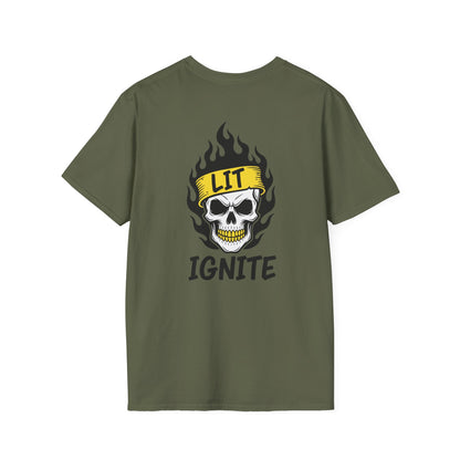 Ignite Skull T-Shirt — 'Ignite' Text & Flaming Skull 'LIT' Graphic Printify