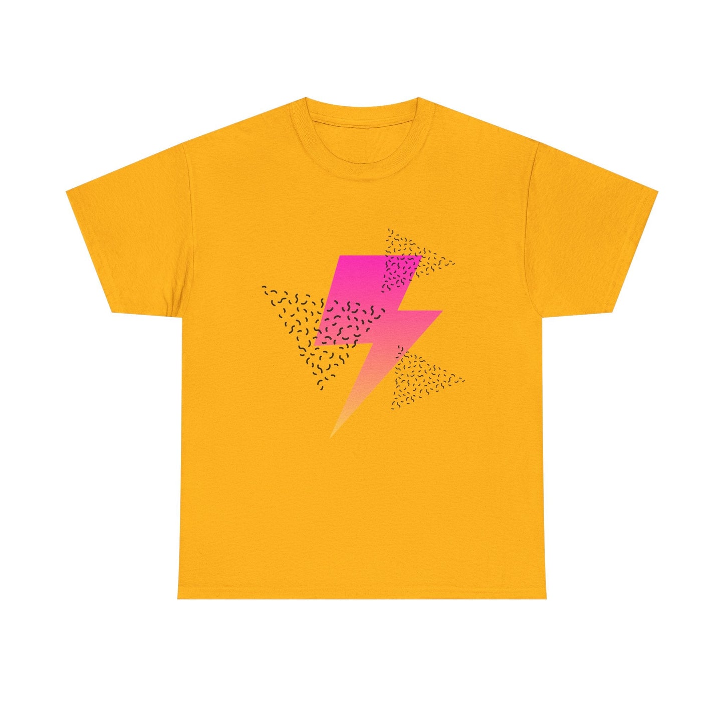 Lightning Bolt Graphic Tee — Retro Pink & Orange Gradient Storm T-Shirt Printify
